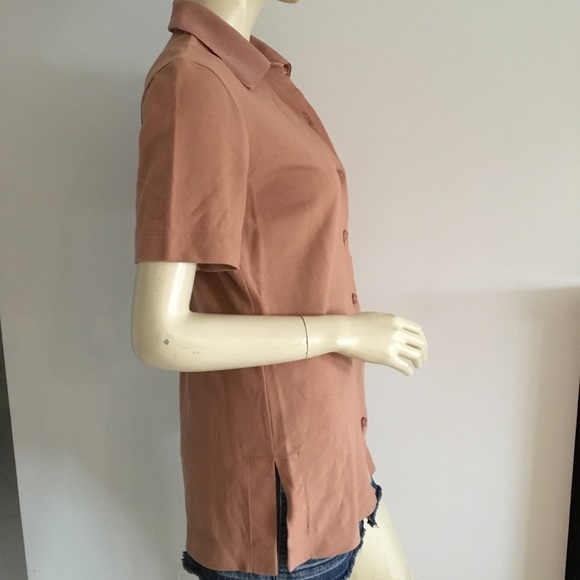 Vintage Short sleeved button down pique polo shirt with double collar - Picture 5 of 8